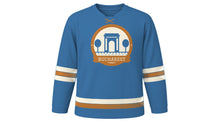 Load image into Gallery viewer, Bucharest Original Hockey Jersey in Herastrau Blue, front view – custom name and number