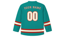 Load image into Gallery viewer, Budapest Original Hockey Jersey in Thermal Teal, back view with your name and number
