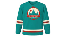 Load image into Gallery viewer, Budapest Original Hockey Jersey in Thermal Teal, front view – custom name and number