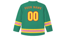Load image into Gallery viewer, Buddha's Birthday Original Hockey Jersey in Jade Green, back view with your name and number