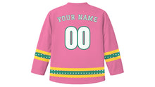 Load image into Gallery viewer, Buddha's Birthday Original Hockey Jersey in Lotus Pink, back view with your name and number