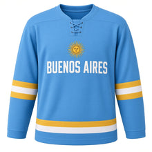 Load image into Gallery viewer, Buenos Aires Original Hockey Jersey in Sky Blue, front view – custom name and number