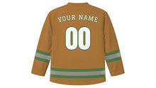 Load image into Gallery viewer, Buffalo Original Hockey Jersey in Deco Bronze, back view with your name and number