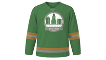 Load image into Gallery viewer, Buffalo Original Hockey Jersey in Erie Canal Green, front view – custom name and number