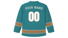 Load image into Gallery viewer, Buffalo Original Hockey Jersey in Lakeshore Teal, back view with your name and number