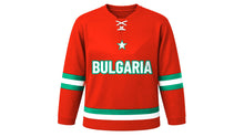 Load image into Gallery viewer, Bulgaria Original Hockey Jersey in Red, front view – custom name and number
