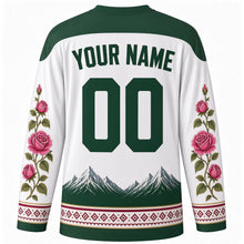 Load image into Gallery viewer, Bulgarian Unification Day Original Hockey Jersey in White, back view with custom YOUR NAME and 00