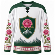 Load image into Gallery viewer, Bulgarian Unification Day Original Hockey Jersey in White, front view with themed artwork and clean crest