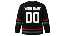 Load image into Gallery viewer, Burns Night Original Hockey Jersey in Black, back view with your name and number