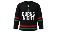 Load image into Gallery viewer, Burns Night Original Hockey Jersey in Black, front view – custom name and number