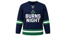 Load image into Gallery viewer, Burns Night Original Hockey Jersey in Navy, front view – custom name and number