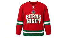 Load image into Gallery viewer, Burns Night Original Hockey Jersey in Red, front view – custom name and number