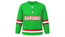 Load image into Gallery viewer, Burundi Original Hockey Jersey in Green, front view – custom name and number