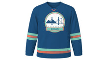 Load image into Gallery viewer, Busan Original Hockey Jersey in Harbor Blue, front view – custom name and number