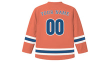 Load image into Gallery viewer, Busan Original Hockey Jersey in Sunset Coral, back view with your name and number