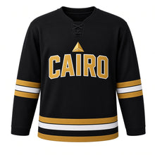 Load image into Gallery viewer, Cairo Original Hockey Jersey in Black, front view – custom name and number