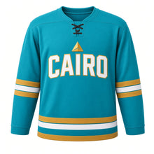 Load image into Gallery viewer, Cairo Original Hockey Jersey in Turquoise, front view – custom name and number