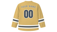 Load image into Gallery viewer, Calgary Original Hockey Jersey in Prairie Wheat, back view with your name and number