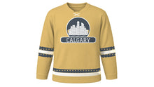 Load image into Gallery viewer, Calgary Original Hockey Jersey in Prairie Wheat, front view – custom name and number