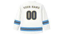 Load image into Gallery viewer, Calgary Original Hockey Jersey in Snow White, back view with your name and number