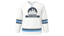Load image into Gallery viewer, Calgary Original Hockey Jersey in Snow White, front view – custom name and number
