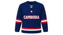 Load image into Gallery viewer, Cambodia Original Hockey Jersey in Navy, front view – custom name and number