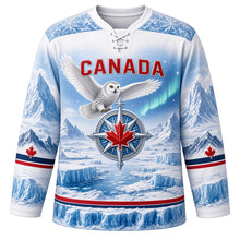 Load image into Gallery viewer, Canada Patriotic Arctic Polar Frontier Original Hockey Jersey in Snowfield White, front view – custom name and number