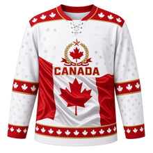 Load image into Gallery viewer, Canada Patriotic True North Flag Wave Original Hockey Jersey in True North White, front view – custom name and number