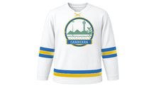Load image into Gallery viewer, Canberra Original Hockey Jersey in Frost White, front view – custom name and number