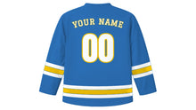 Load image into Gallery viewer, Canberra Original Hockey Jersey in Lake Blue, back view with your name and number