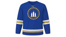Load image into Gallery viewer, Candelaria Day Original Hockey Jersey in Royal Blue, front view – custom name and number