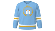 Load image into Gallery viewer, Candelaria Day Original Hockey Jersey in Sky Blue, front view – custom name and number