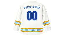 Load image into Gallery viewer, Candelaria Day Original Hockey Jersey in White, back view with your name and number
