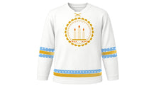Load image into Gallery viewer, Candelaria Day Original Hockey Jersey in White, front view – custom name and number