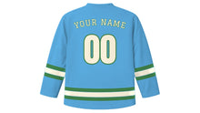 Load image into Gallery viewer, Caracas Original Hockey Jersey in Caribbean Sky, back view with your name and number