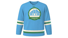 Load image into Gallery viewer, Caracas Original Hockey Jersey in Caribbean Sky, front view – custom name and number