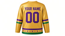 Load image into Gallery viewer, Carnival Original Hockey Jersey in Gold, back view with your name and number