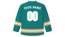 Load image into Gallery viewer, Casablanca Original Hockey Jersey in Atlantic Teal, back view with your name and number