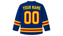 Load image into Gallery viewer, Chad Original Hockey Jersey in Blue, back view with your name and number