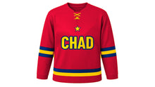 Load image into Gallery viewer, Chad Original Hockey Jersey in Red, front view – custom name and number