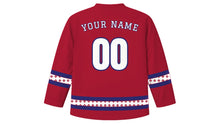 Load image into Gallery viewer, Chakri Day Original Hockey Jersey in Red, back view with your name and number