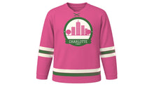 Load image into Gallery viewer, Charlotte Original Hockey Jersey in Crepe Myrtle Pink, front view – custom name and number