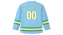 Load image into Gallery viewer, Cheese Rolling Festival Original Hockey Jersey in Sky Blue, back view with your name and number