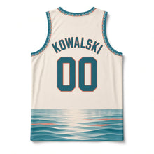 Load image into Gallery viewer, Chicago Lakefront Skyline Original Basketball Jersey in Limestone, back view with your name and number