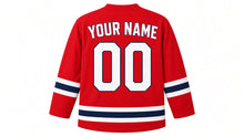 Load image into Gallery viewer, Chicago Original Hockey Jersey in Red, back view with your name and number