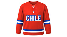 Load image into Gallery viewer, Chile Original Hockey Jersey in Red, front view – custom name and number