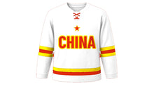 Load image into Gallery viewer, China Original Hockey Jersey in White, front view – custom name and number