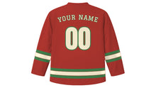 Load image into Gallery viewer, Christchurch Original Hockey Jersey in Tram Red, back view with your name and number