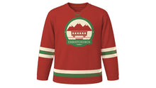 Load image into Gallery viewer, Christchurch Original Hockey Jersey in Tram Red, front view – custom name and number