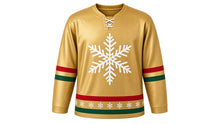 Load image into Gallery viewer, Christmas Original Hockey Jersey in Gold, front view – custom name and number